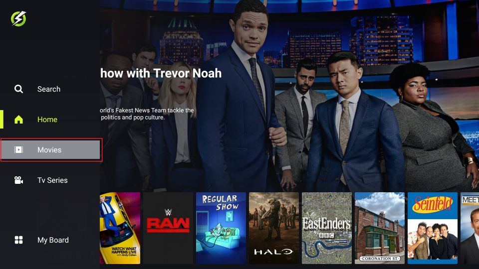 click on movies tab