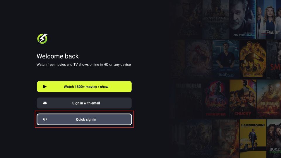 click on Quick sign in