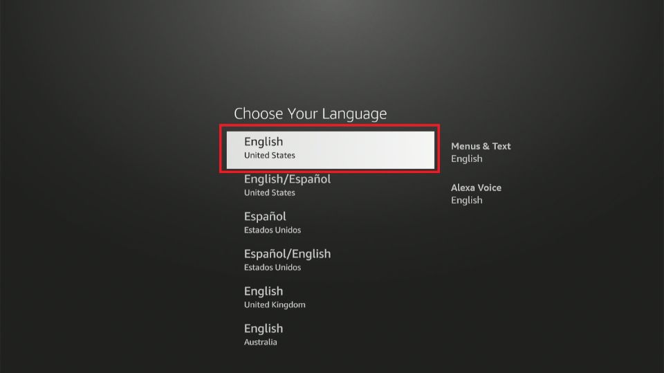 select language