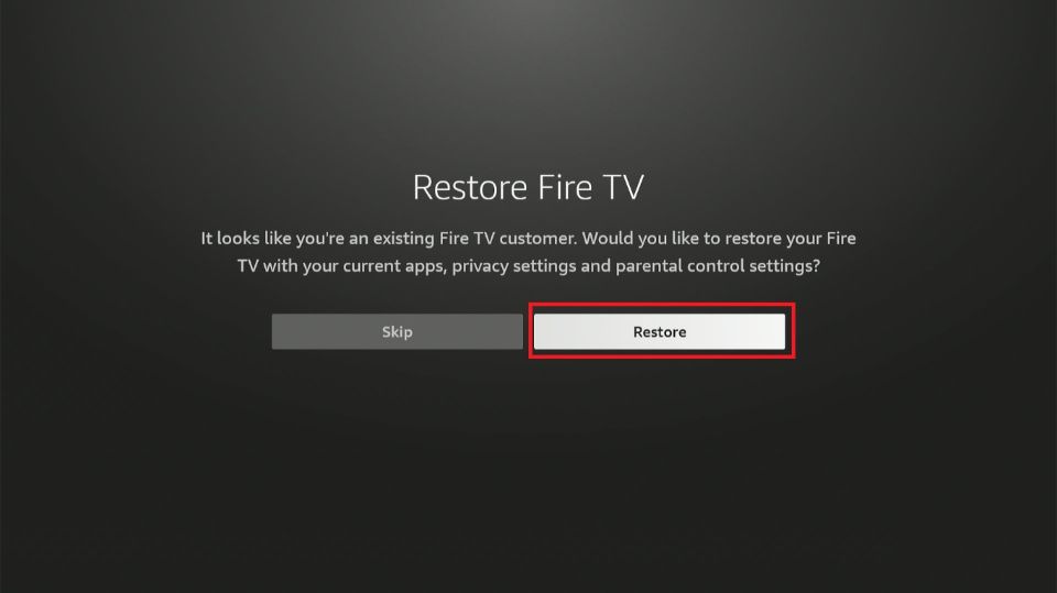 click on restore button