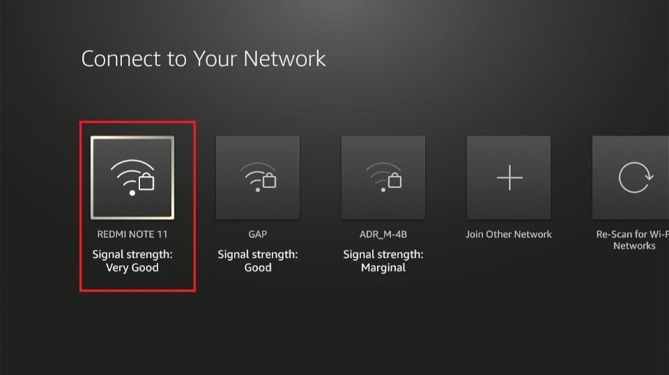 list of available Wi-Fi networks