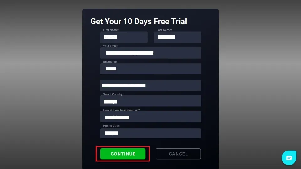 click on continue button