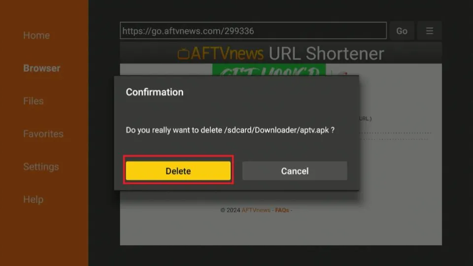 click on delete button