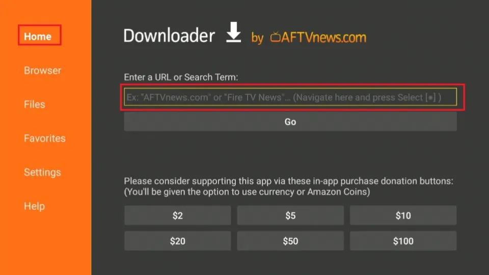 downloader url tab