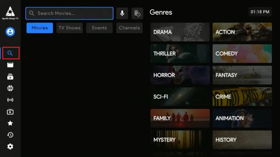select search tab