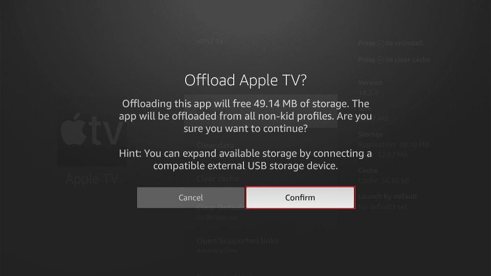 confirm offloading