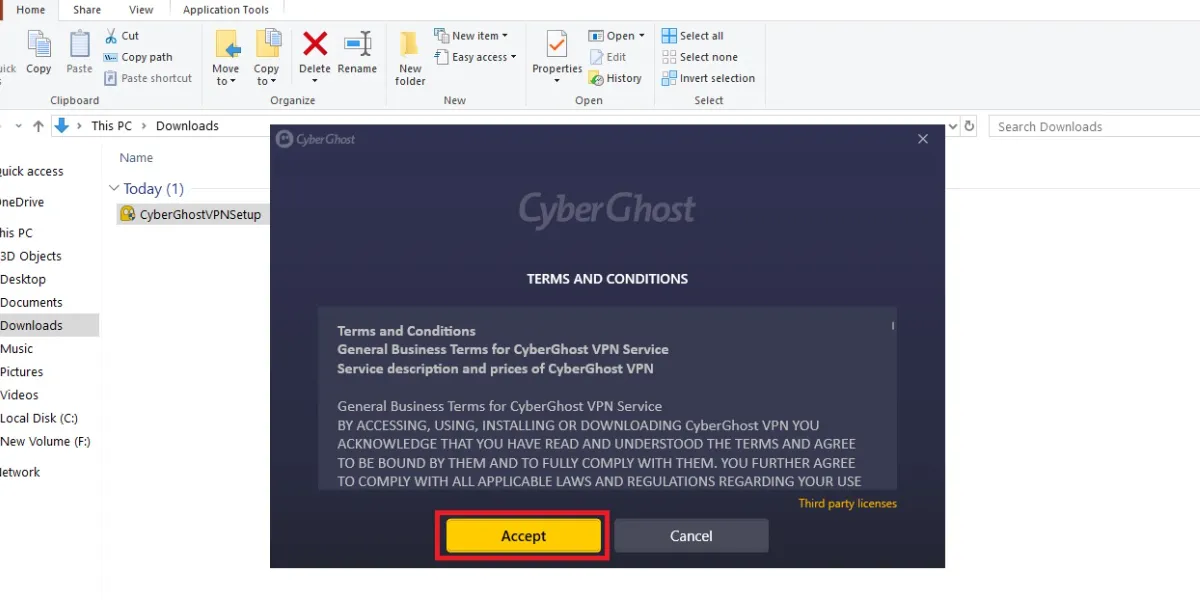 click on accept button