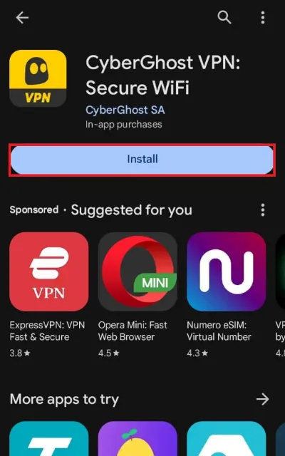 click on install button