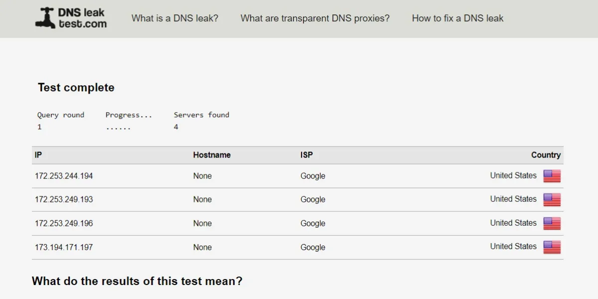 dns leak test