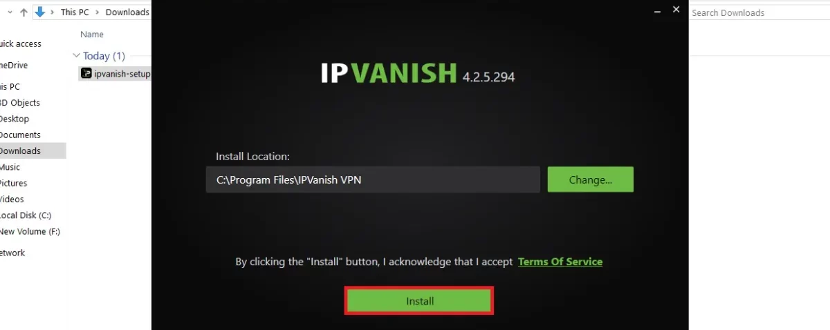 click on install button