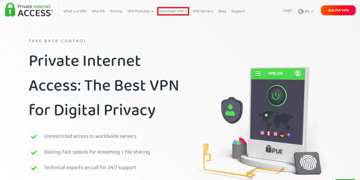Click on Download VPN tab