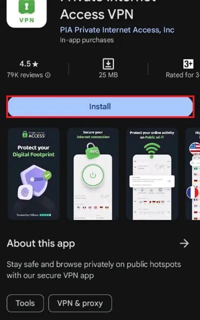 click on install button