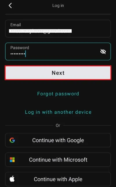 click on next button
