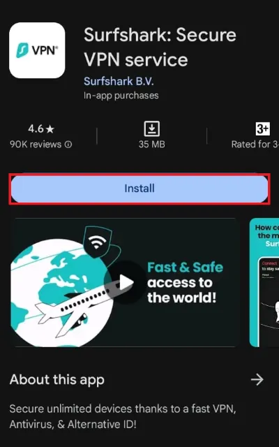 click on install button