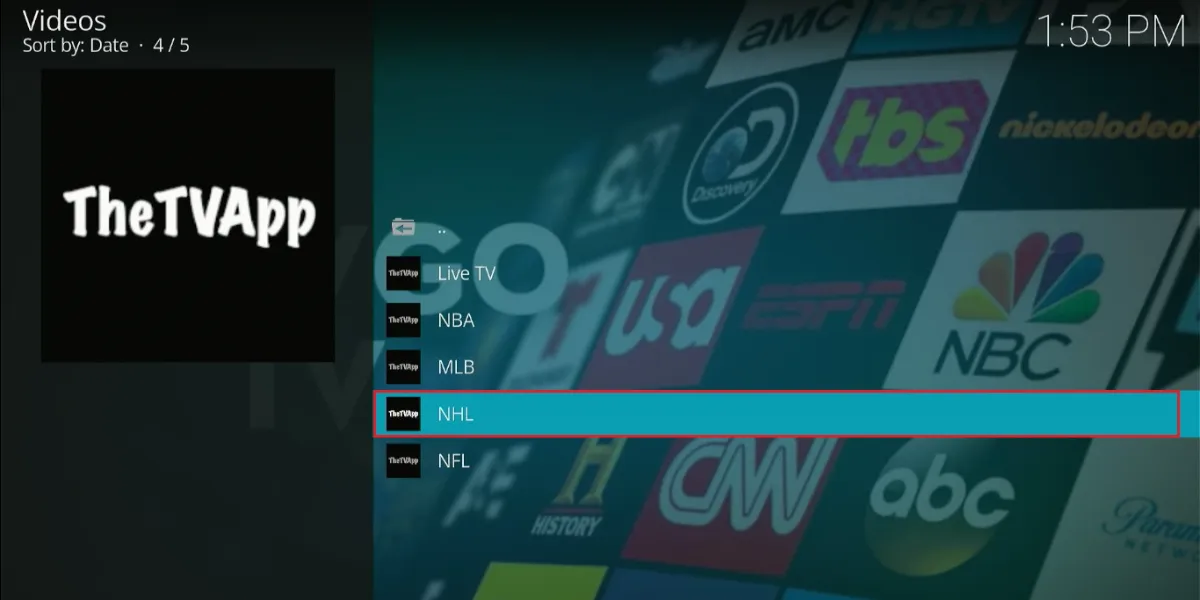 the tv app kodi
