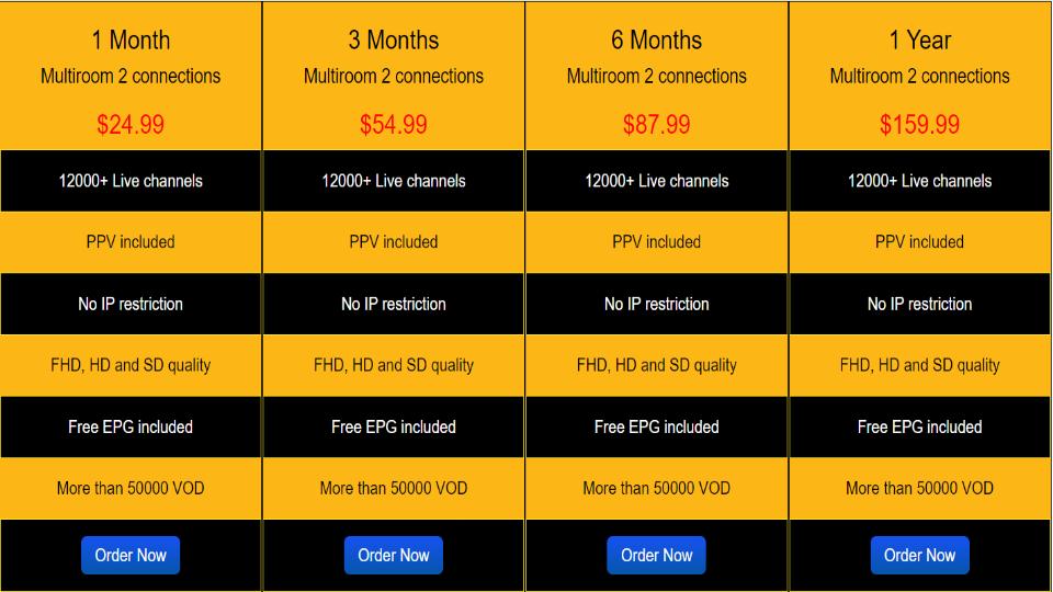 Yeah IPTV Pricing