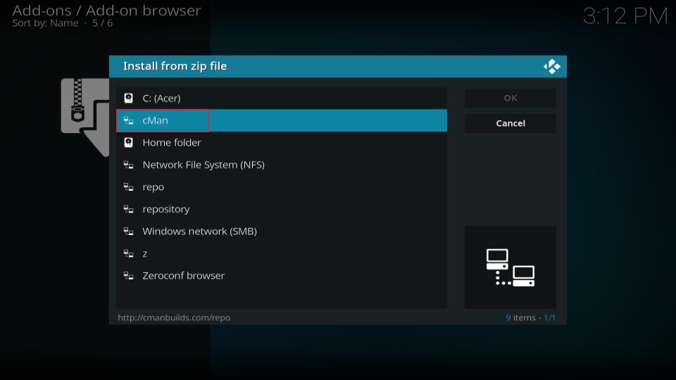 cMan Install from Zipfile