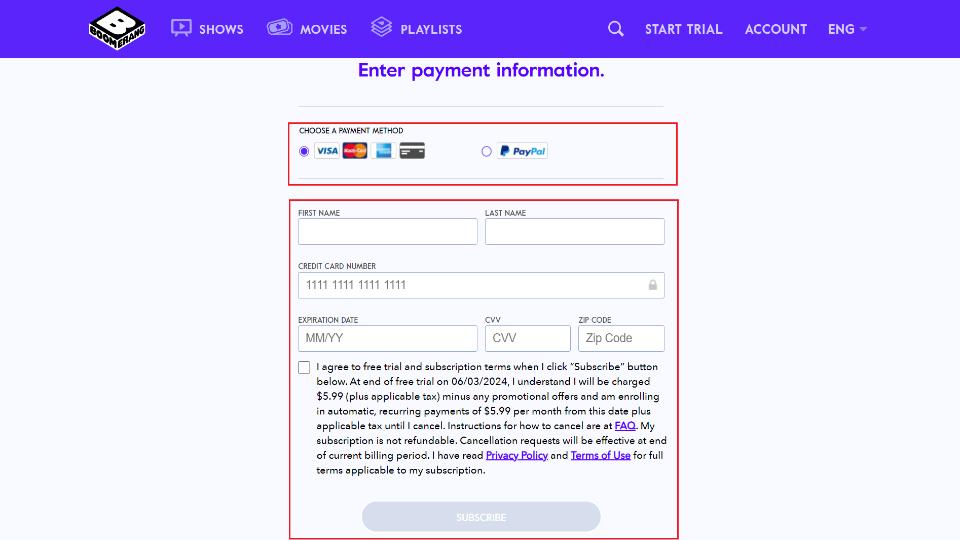 choose payment method