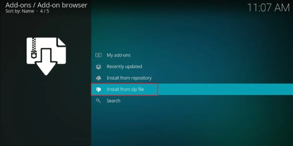 install from zip file