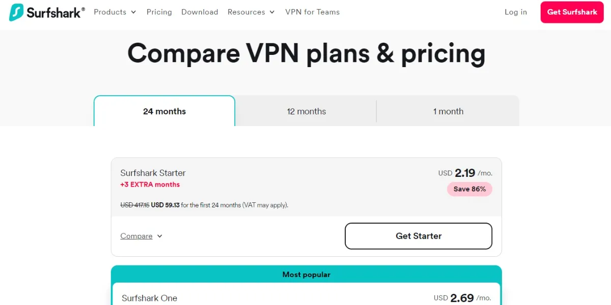 surfshark vpn plans