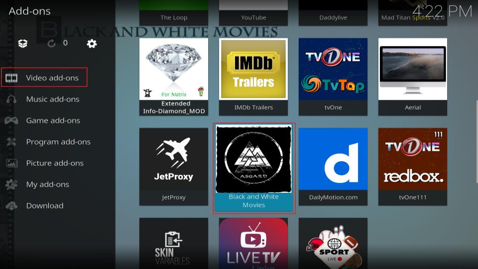 video addons black and white movies