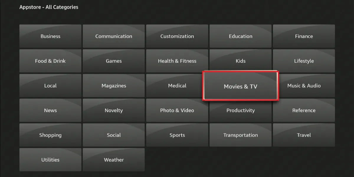 select movies & tv tab