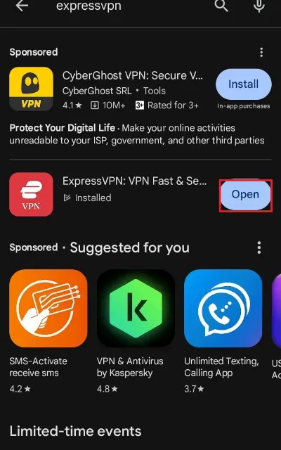 click on open button