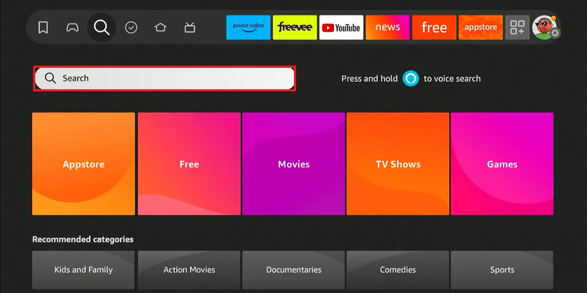 select search tab