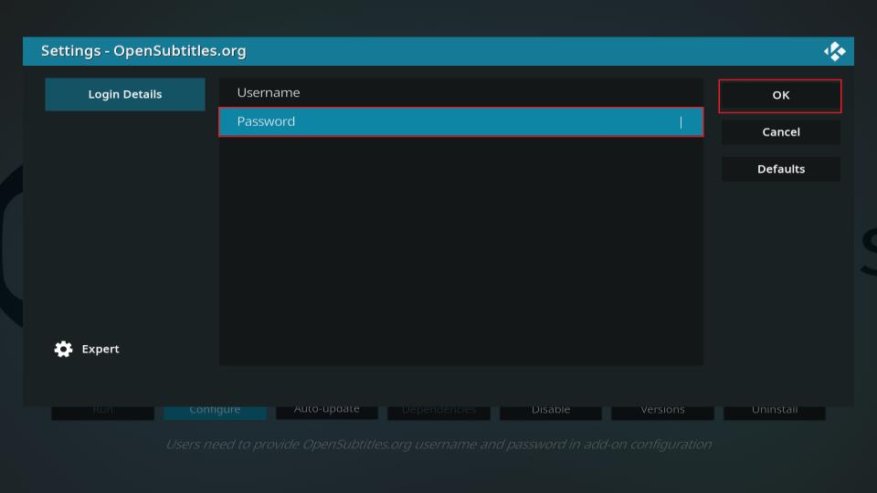 password select ok