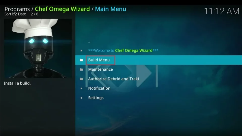 build menu