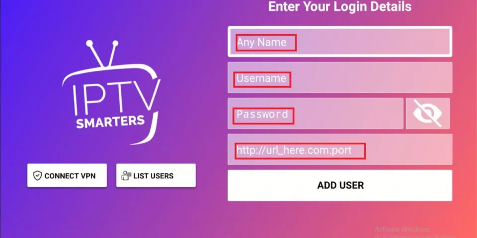 enter username , password and url