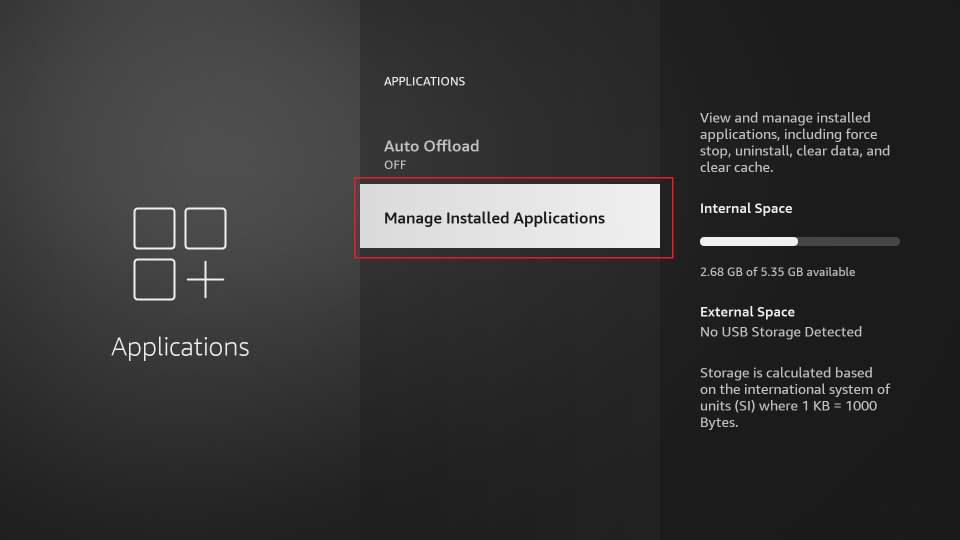 select manage installed apps