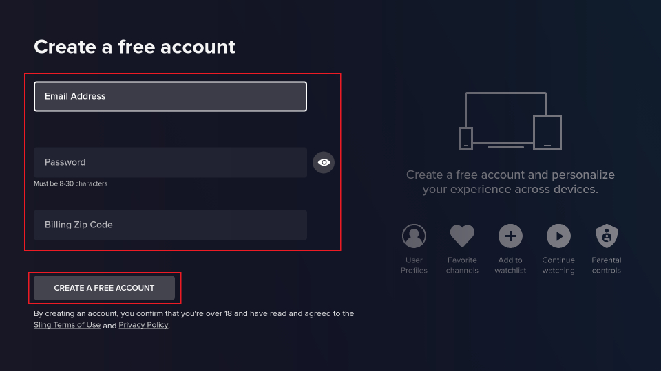 enter email and password