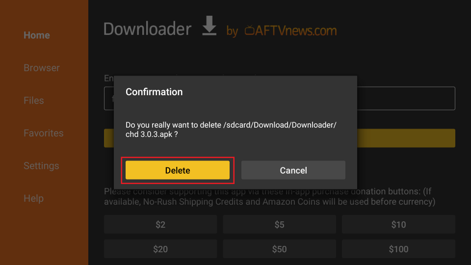 select delete apk
