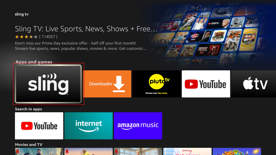 select sling tv tile