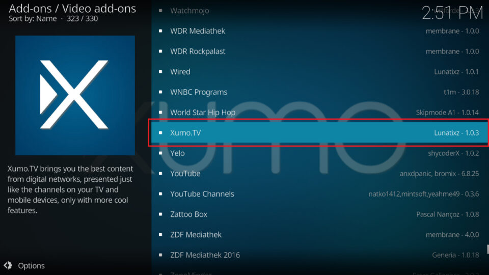 select xumo.tv