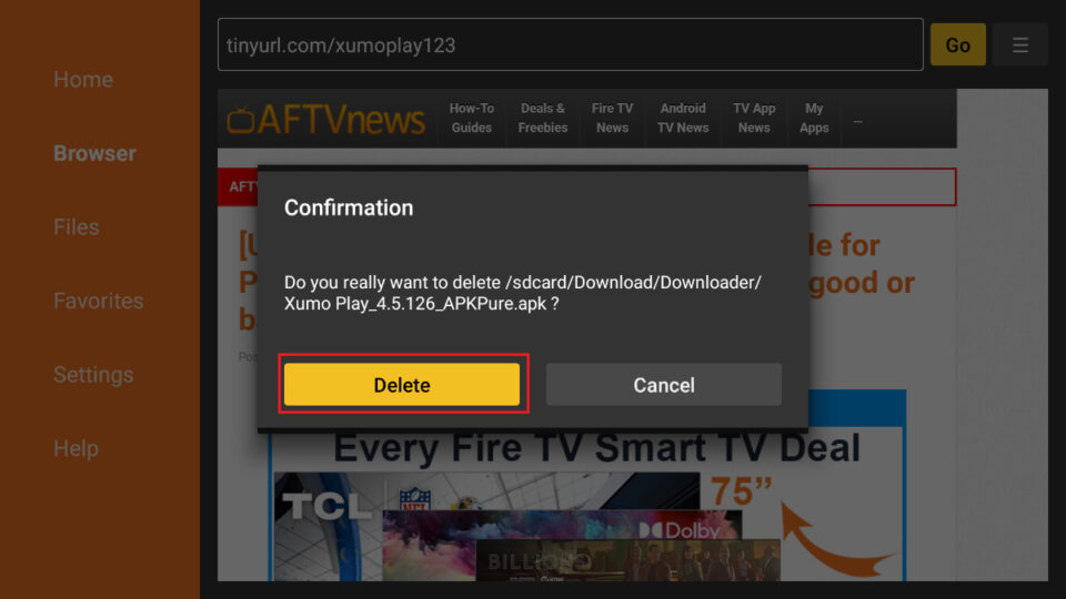 confrim delete apk