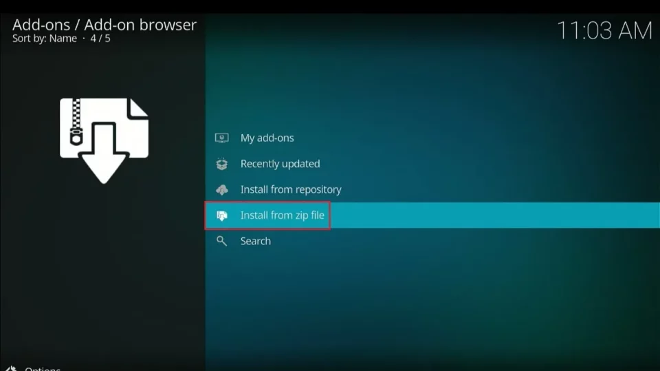 install from zip file