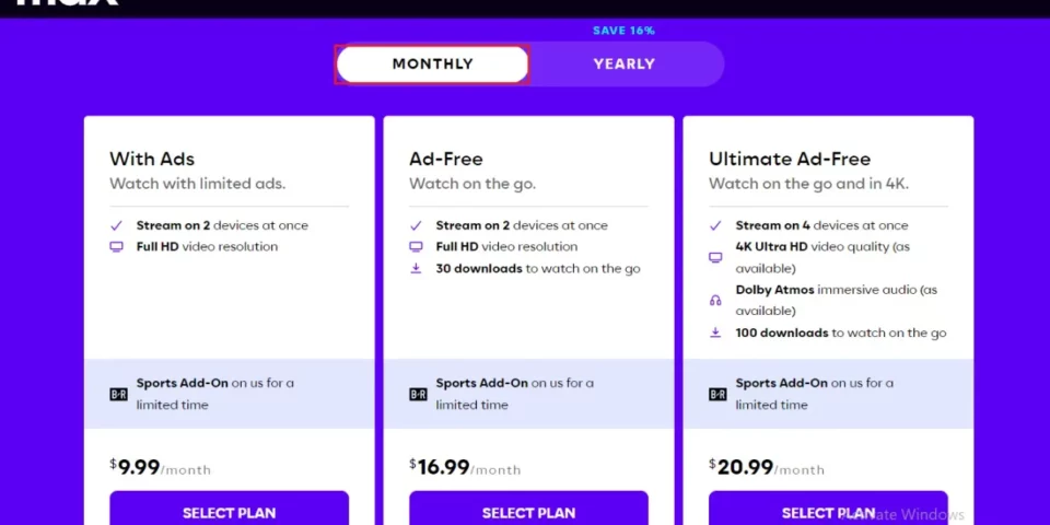 select monthly pricing
