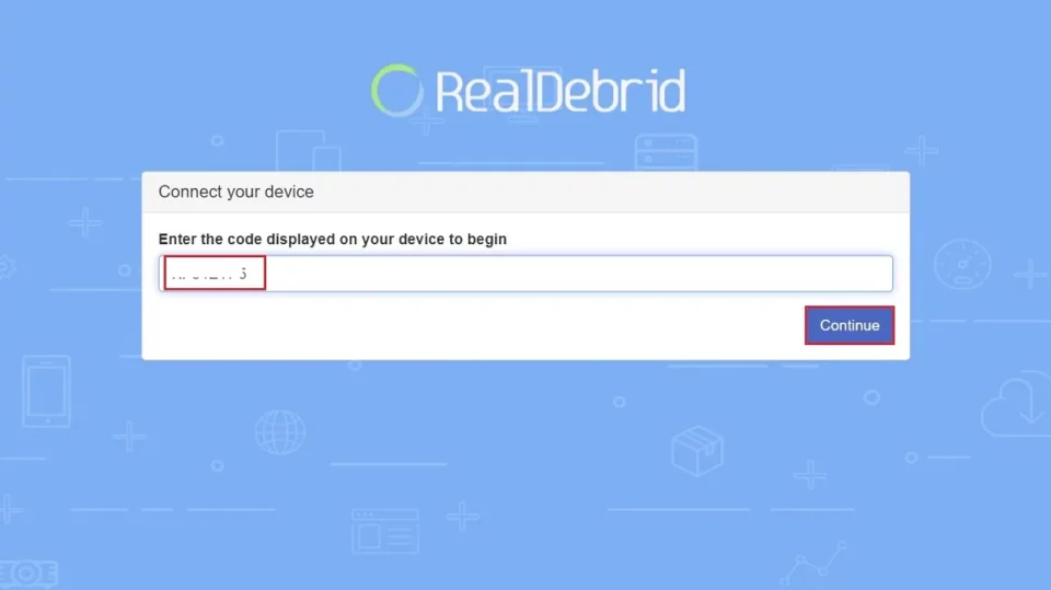 enter real debrid code