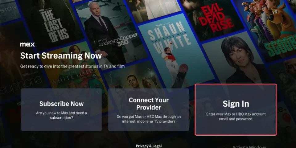 select sign in