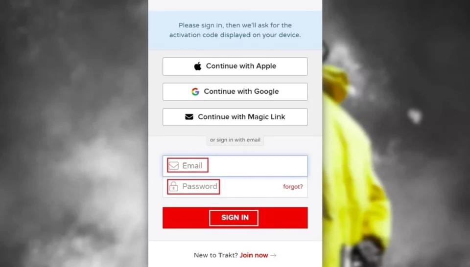 enter trakt credentials