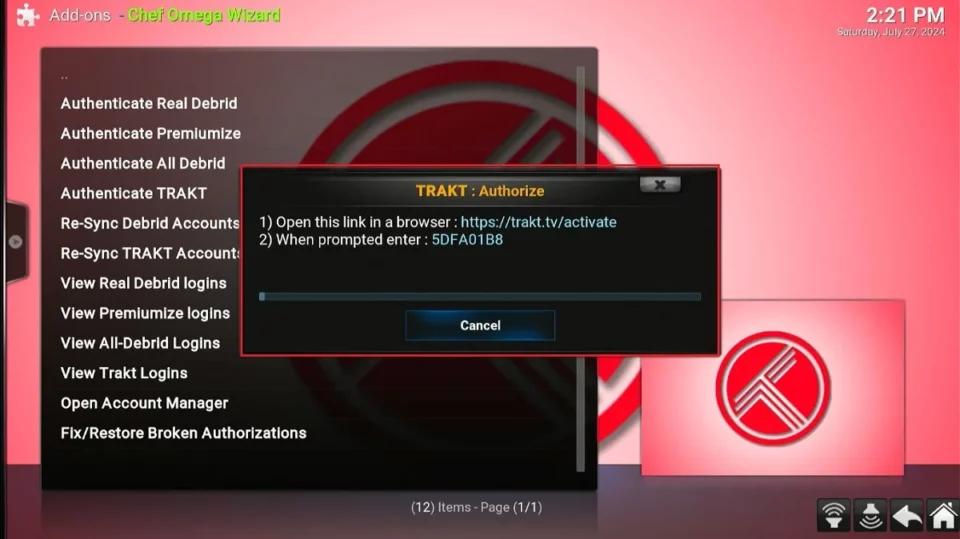 trakt authorization