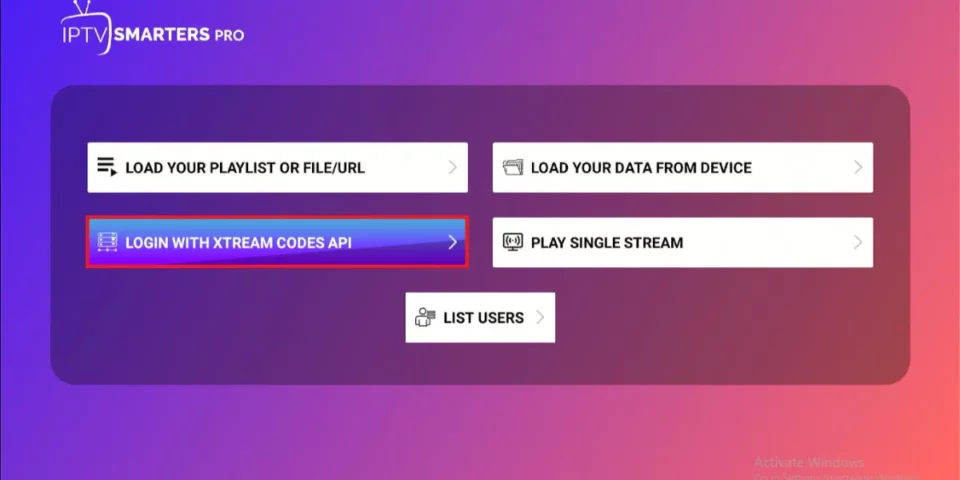 log in with xtream codes api