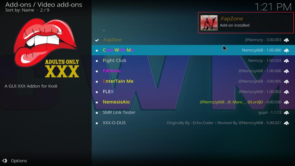 fapzone addon installed