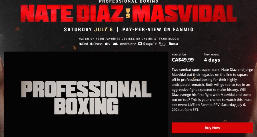 Stream Diaz vs. Masvidal in Canada