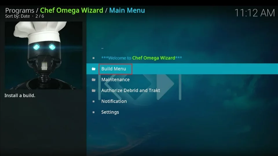 build menu