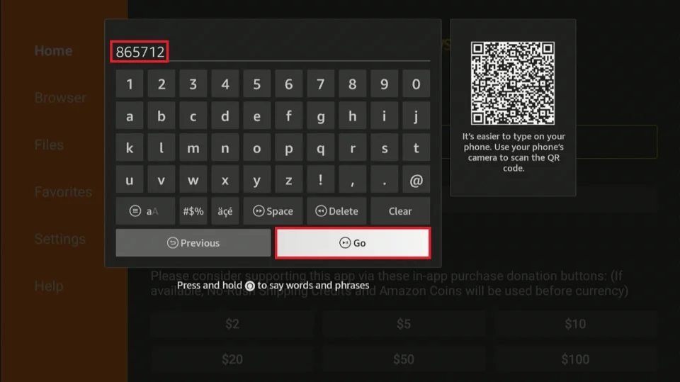 enter the code 