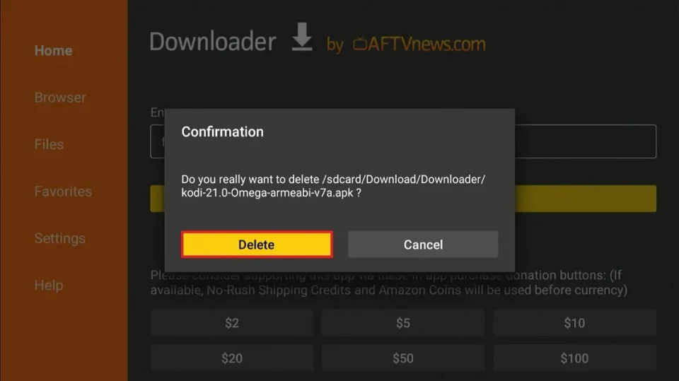 confirm delete