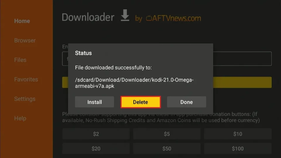 delete kodi apk